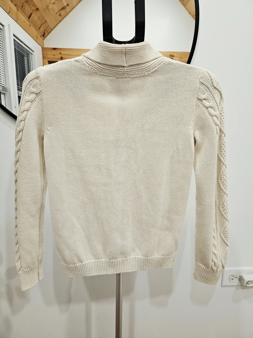 GAP Cream Cable-Knit Shawl Collar Cardigan